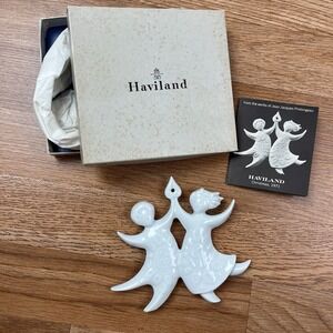 Vintage 1971 Haviland Porcelain Christmas Ornament Noel Dancing Angels France